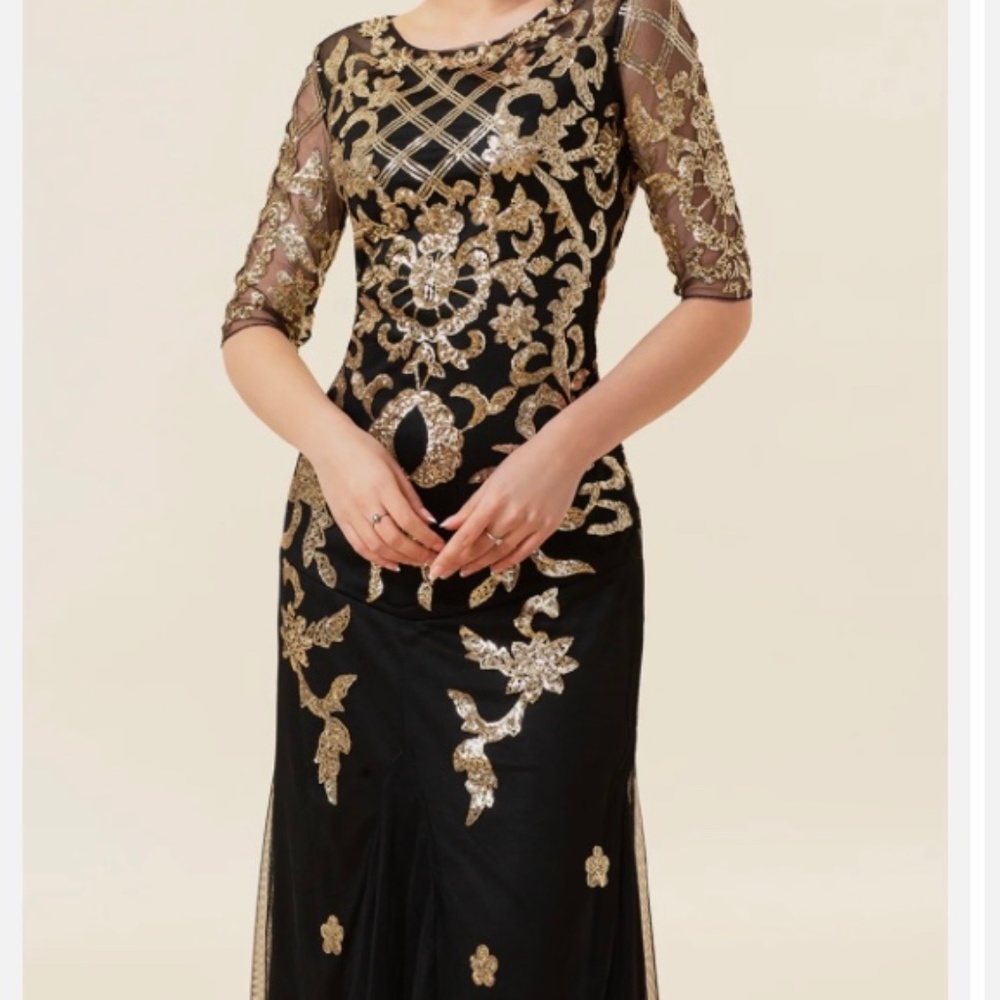 Gold sequin evening gown